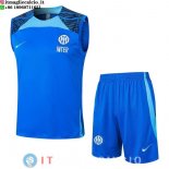Senza Maniche Set Completo Maglia Inter Milan 2024/2025 Blu