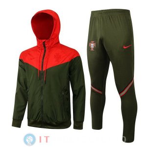 Giacca A Vento Set Completo Maglia Portogallo 2022 Verde Rosso