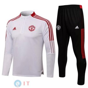 Giacca Set Completo Manchester United 21-22 Bianco Rosso Nero