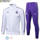 Giacca Lunga Zip Set Completo Real Madrid 25-26 Bianco Purpureo
