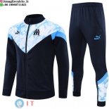 Giacca Set Completo Lunga Zip Marseille 22-23 Blu Navy Bianco