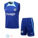 Senza Maniche Set Completo Maglia Chelsea 2022/2023 Blu Bianco