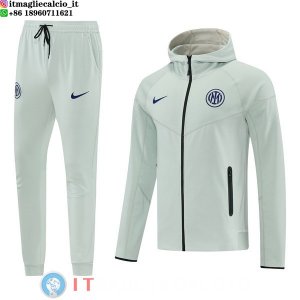Giacca con Cappuccio e Zip Completa e Pantaloni Inter Milan 2026/2027 Grigio