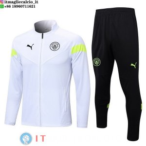 Giacca Set Completo Lunga Zip Manchester city 22-23 Bianco Nero