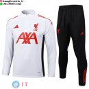 Felpa Da Allenamento Set Completo Liverpool 25-26 Bianco Rosso Nero