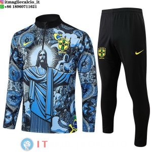 Felpa Da Allenamento Set Completo Brasile 2024 Grigio Nero