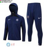 Giacca Felpa Cappuccio Set Completo Paris Saint Germain 23-24 Blu Navy