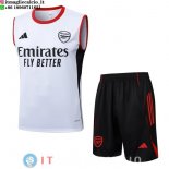 Senza Maniche Set Completo Maglia Arsenal 2025/2026 Bianco Rosso Nero Senza Maniche Set Completo Maglia Arsenal 2025/2026 Bianco Rosso Nero