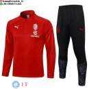 Giacca Set Completo Lunga Zip AC Milan 23-24 Rosso III Nero