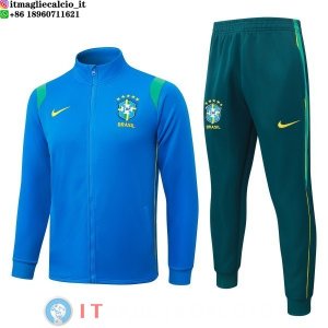 Giacca Set Completo Lunga Zip Bambino Brasile 2026 Blu Verde