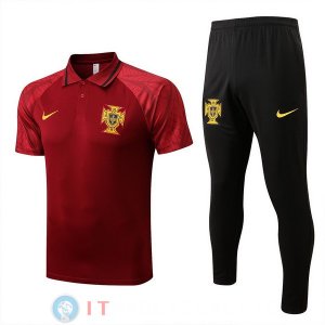 POLO Maglia Set Completo Portogallo 2022/2023 Rosso Nero