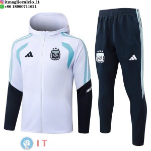 Felpa Cappuccio Set Completo Bambino Argentina 2026 Bianco Blu