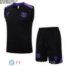 Senza Maniche Set Completo Maglia Barcellona 2025/2026 Nero Purpureo