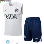 Senza Maniche Set Completo Maglia Inter Milan 2025/2026 Bianco Blu