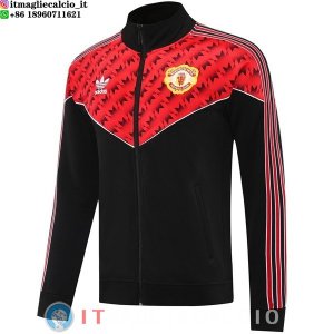 Giacca Lunga Zip Manchester United 25-26 Nero Rosso