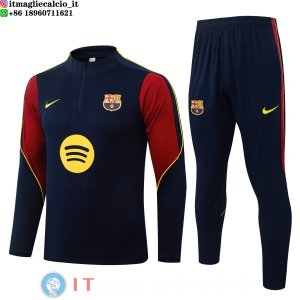 Tuta da Allenamento Bambino Barcellona Mezza Cerniera 26-27 Blu Navy Rosso