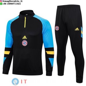 Felpa Da Allenamento Set Completo Bayern Monaco 23-24 Nero Blu Giallo