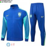 Giacca Set Completo Lunga Zip Brasile 2024 Blu