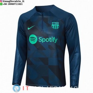 Felpa Da Allenamento Barcellona 23-24 Blu Navy Verde