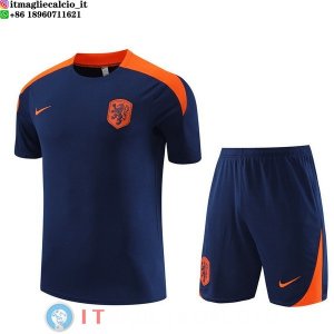 Formazione Bambino Set Completo Maglia Paesi Bassi 2024 Blu Arancione