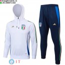 Felpa Cappuccio Set Completo Bambino Italia 2024 Bianco