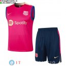 Senza Maniche Set Completo Maglia Barcellona 2023/2024 Rosa Blu