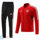Giacca Set Completo Lunga Zip Bayern Monaco 22-23 Nero Rosso