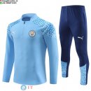 Felpa Da Allenamento Bambino Set Completo Manchester City 23-24 Blu