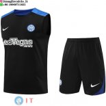 Senza Maniche Set Completo Maglia Inter Milan 2024/2025 Nero Blu