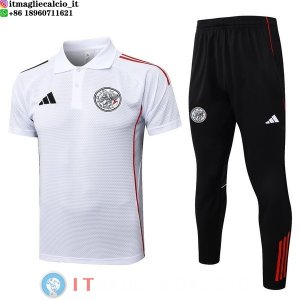 POLO Maglia Set Completo Ajax 2025/2026 Bianco Nero Rosso