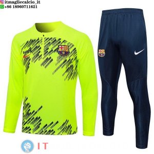 Felpa Da Allenamento Set Completo Barcellona 23-24 Verde Fluorescente