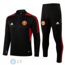 Giacca Set Completo Manchester United 22-23 Nero Rosso