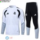 Giacca Full Zip e Pantaloni Allenamento Real Madrid 26-27 Bianco Grigio Nero