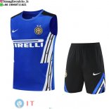 Senza Maniche Set Completo Maglia Inter Milan 2025/2026 Blu Nero