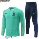 Felpa Da Allenamento Bambino Set Completo Brasile 2022 Verde Blu