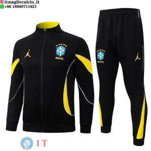 Giacca Full Zip e Pantaloni Allenamento Brasile 2026 Nero I Giallo