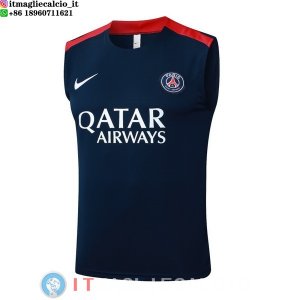 Senza Maniche Maglia Paris Saint Germain 2025/2026 Blu Navy Rosso