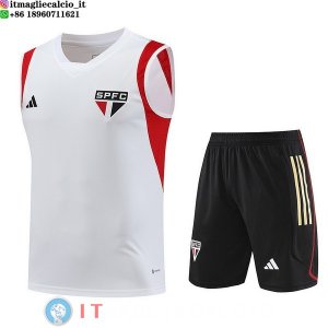 Senza Maniche Set Completo Maglia São Paulo 2023/2024 Bianco I Rosso Nero