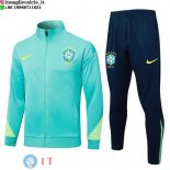 Giacca Set Completo Lunga Zip Brasile 2024 Verde Blu
