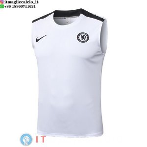 Senza Maniche Maglia Chelsea 2025/2026 Bianco Nero