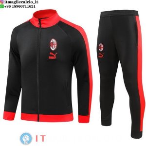 Giacca Set Completo Lunga Zip AC Milan 23-24 Rosso II Nero