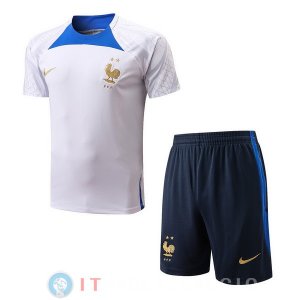 Formazione Set Completo Maglia Francia 2022 Bianco Blu