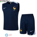 Senza Maniche Set Completo Maglia Francia 2024 Blu Navy