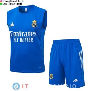 Senza Maniche Set Completo Maglia Real Madrid 2025/2026 Blu Bianco