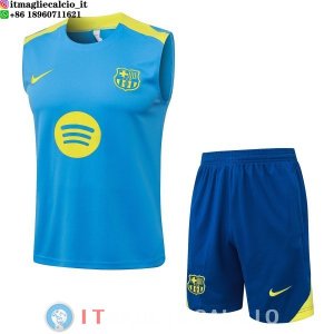 Senza Maniche Set Completo Maglia Barcellona 2025/2026 Blu I Giallo