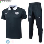 POLO Maglia Set Completo Chelsea 2025/2026 Grigio Navy Bianco