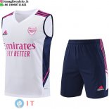 Senza Maniche Set Completo Maglia Arsenal 2023/2024 Bianco Rosa Blu