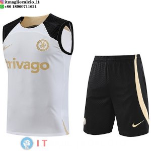 Senza Maniche Set Completo Maglia Chelsea 2023/2024 Bianco I Nero