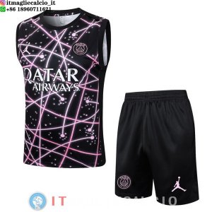 Senza Maniche Set Completo Maglia Paris Saint Germain 2025/2026 Nero Rosa