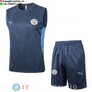 Senza Maniche Set Completo Maglia Manchester city 2024/2025 Grigio Blu